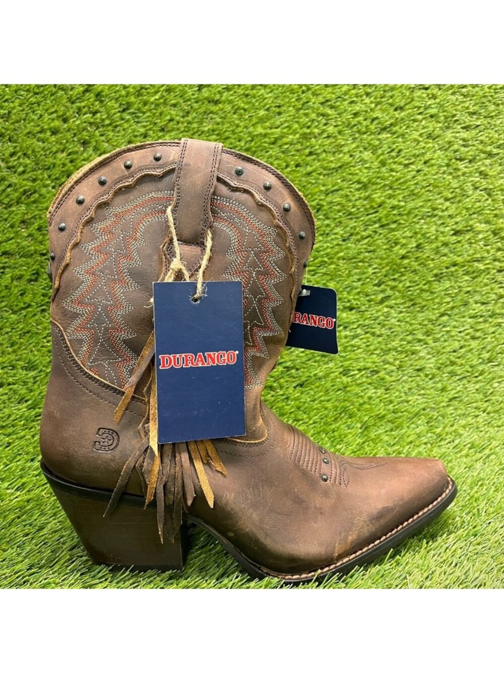 Durango Crush Women Size 9.5 Brown Cowgirl Western Snip Toe Zip Up Fashion Boots